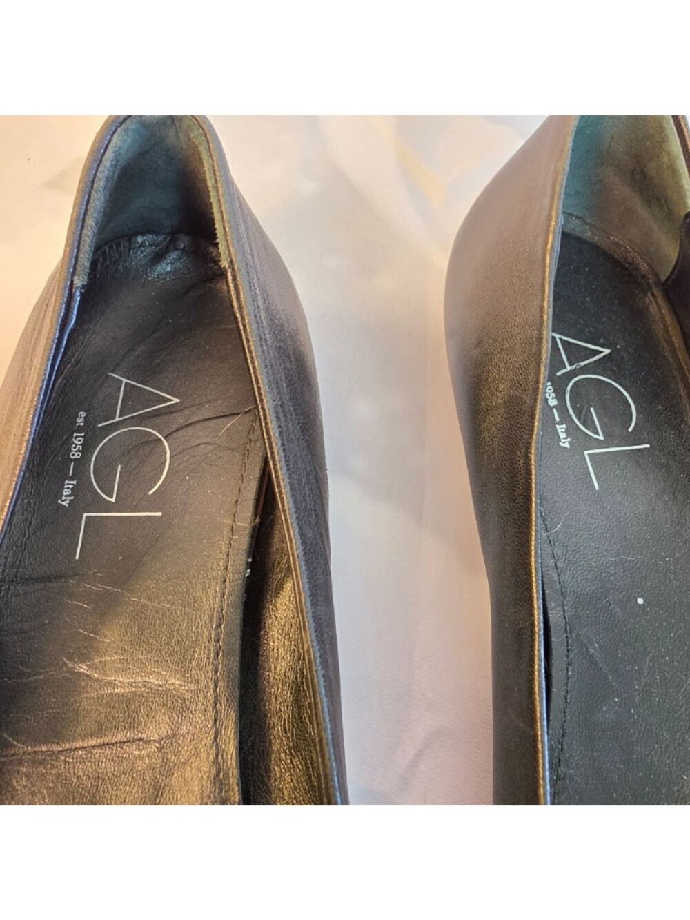 AGL Attilio Giusti Leombruni Italy Leather Pointed Skimmer Flats Women 40 - Picture 2 of 13
